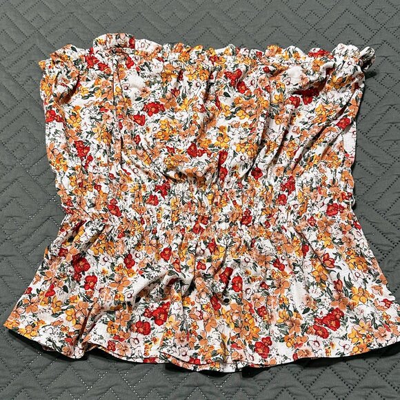 Tops - Floral Smocked Tube Top – Yellow Red Orange Flowers